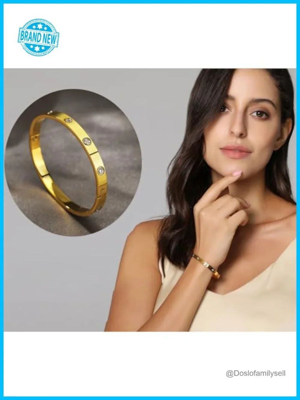 18K Gold Plated Love Bangle Bracelet Set Flexible Wide Wristband Stackable